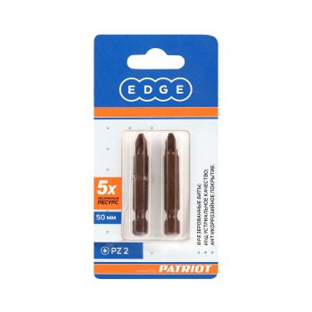 Бита крестовая PZ2х50мм (2шт) фрезерованная S2 хвостовик1/4"Е EDGE PATRIOT *1/20