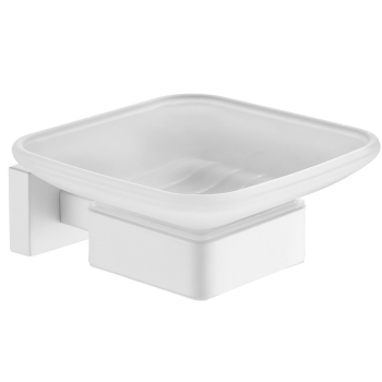 Мыльница настенная стеклянная белая 100x50x120 мм. Shevanik SG5603C *1/30