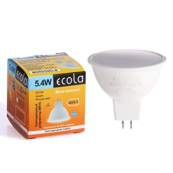 Лампа светодиодная 5,4W-220V GU5.3 MR16 6,5K холодный матовая Ecola 48x50 M2RD54ELB *10/100