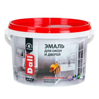 Эмаль акриловая для окон и дверей белоснежная полуматовая 3 кг ДАЛИ *1/120