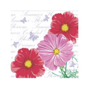 Салфетки бумажные 1сл 24*24см 40шт Design Космея 1сл *32