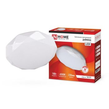 Светильник светодиодный акриловый 260мм IN HOME DECO Даймонд 18Вт 6500К 1620Лм IP40 S=14м2 *1/12