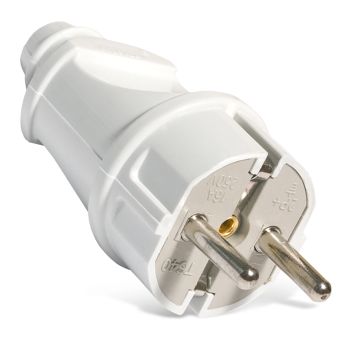 Вилка прямая с/з 16А А0101 белая UNIVersal *10/25/250