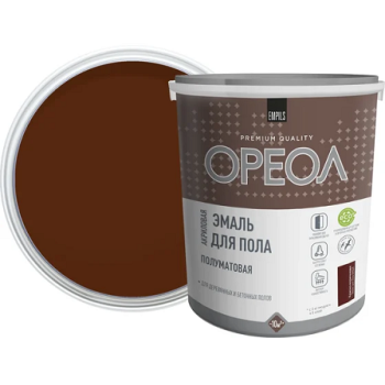 Эмаль акриловая для пола красно-коричневая полуматовая 2,3 кг Ореол *1/4/216