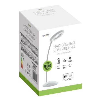 Светильник настольн. Старт СТ202 (светодиодный 8Вт сенсорное вкл, диммер, USB) белый 220В   *1/8