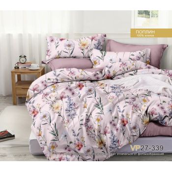 Постельное белье 1,5сп поплин на резинке Орхидея VP27-339, наволочки 70*70 - 2шт *1/4