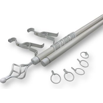 Карниз кованый раздвижной d28мм 2-рядный белый, наконечники Сетка 1,6-3,0 Joreven *1