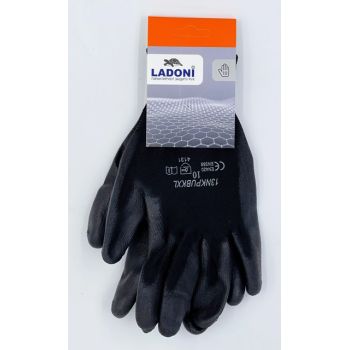 Перчатки нейлон, полиуретановое покрытие, антискольжение, черные (4527 Р) Ladoni  *10/120