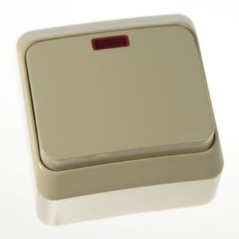 Выключатель "Этюд" ОП 1кл. кремовый с подсветкой ВА10-005К  *10/25