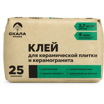 Клей для плитки и керамогранита 25 кг СКАЛА УРАЛА класс C0 *56