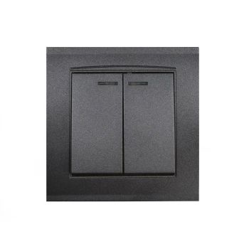 Выключатель "Бриллиант" СП 2кл. графит с подстветкой 10А IP20 UNIVersal 7947410-Gr *10/100