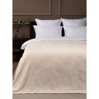 Плед 200*220см фланель листья кремовый TF FNE CR1 2022 11-0110 Absolute *1