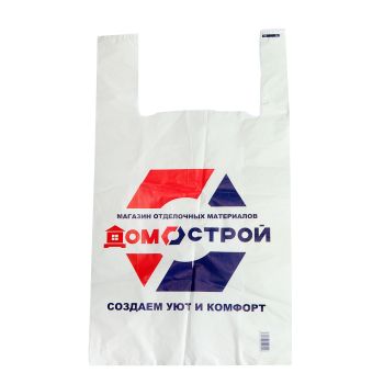 Пакет п/э "майка" "Домострой" без адреса ПНД Малый 340+160х600мм (толщ.18мкм) *100/1000