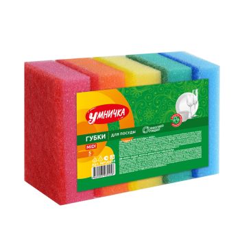 Губки для посуды MIDI 5шт MPU0458 "Умничка" *40