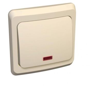 Выключатель "Этюд" СП 1кл. кремовый с подсветкой ВС10-005К  *10/20