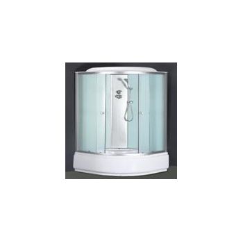 Кабина душевая 100*100*215 6690W поддон высокий стекло прозрачное  без электрики ст.белая VERNER 3уп