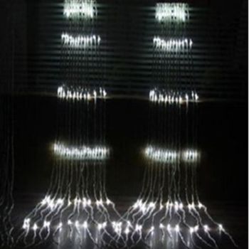 Гирлянда Занавес 3,0м*2,5м 360LED белый 8 режимов Водопад прозрачная нить IP20 725-0604  *1/30