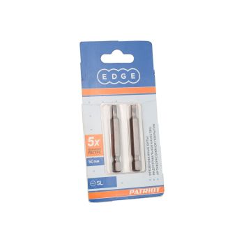 Бита шлицевая SL5,0х50мм (2шт) фрезерованная S2 хвостовик1/4"Е EDGE PATRIOT *1/20