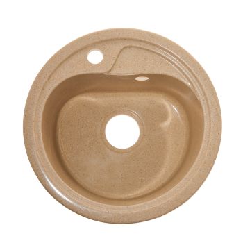 Мойка из искусственного камня круглая песочная глянцевая AG1C5 (450х190)мм AGATA *1