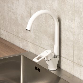 Смеситель для кухни Potato P5130-7 белый высокий излив *1/10