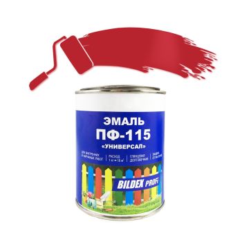 Эмаль ПФ-115 красная 0,8 кг BILDEX  *1/13/546