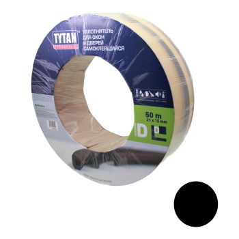 Уплотнитель промышленный/гаражный TYTAN D50(2*25м) 21*15мм черный 91591 *25