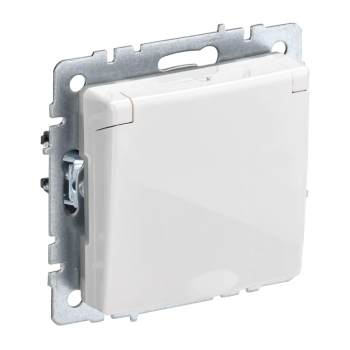 Механизм розетки "BRITE" 1-мест. белый с заземл крышка з/ш IP44 16А IEK BR-R16-16-44-K01 *10/100