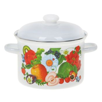 Кастрюля эмалированная 4,5л d200мм крышка с пл.р., обод нерж., с Деколью С-1615АП2/4  *1/4