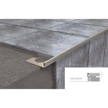 Профиль окантовочный для плитки 10мм,внешний,полир.нерж.сталь ПК 01-10НСП.2700.001 Лука *5