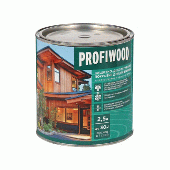 Защитно-декоративное покрытие для древесины алкидное калужница 2,3 кг PROFIWOOD *1/6/180
