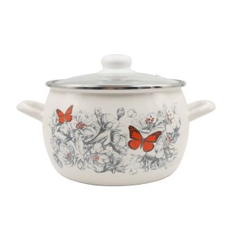 Кастрюля эмалированная 3,5л d210мм Ст.крышка.с пл.р., обод нерж., с Деколью С-4213САП2/4 *1/6