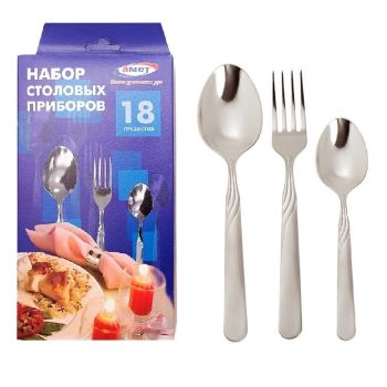 Набор столовых приборов нерж. 18пр./6перс. "София" подар. картон. коробка 1с486  "АМЕТ"*1/10