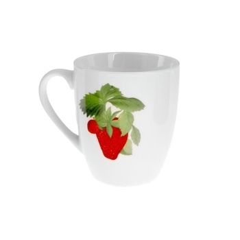 Кружка фарфор. 250мл с рис."Клубника" ДФ-К250-1 ("DECO") *48