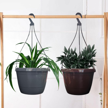 Кашпо пластм. подвесное "Флора" 6,5л d верха 260мм h185мм Шоколад КПФ6,5Ш "ПластоС" *1/35