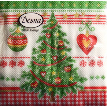 Салфетки бумажные 1сл 24*24см 40л Новогодняя ель Desna Design*32