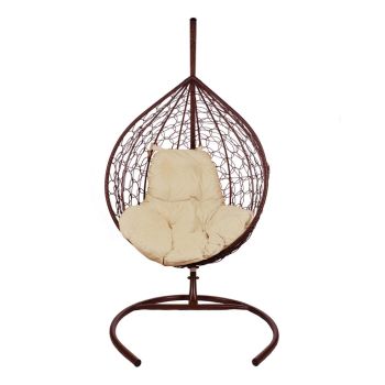 Кресло подвесное "Капля" RF-01, цвет коричневый, до 100кг, подушка бежевая УЦЕНКА *1