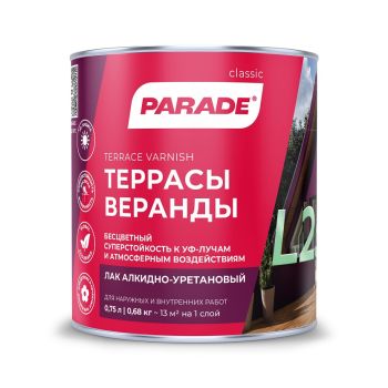 Лак алкидно-уретановый для террас глянцевый 0,75 л PARADE L-25  *6/528