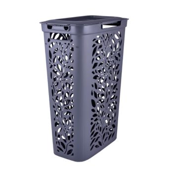 Корзина для белья пластм. 40л "Leaves" 440x275x635мм Серый 49425 ("Плимербыт") *1/4