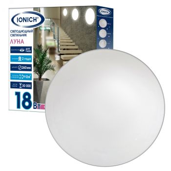 Светильник светодиодный акриловый 230мм IONICH "Луна" 18Вт 6500К 1260Лм S=9-12м2 1755 *1/40