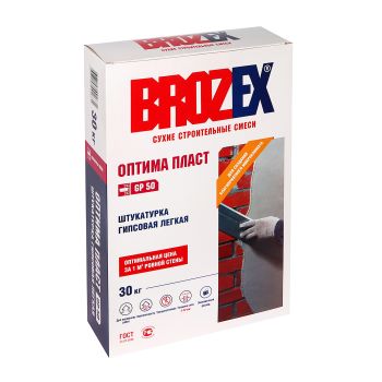 Штукатурка гипсовая GP 50 Оптима Пласт Легкая 30 кг BROZEX *1/40