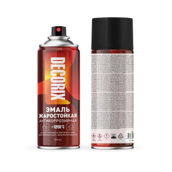 Эмаль-аэрозоль черная жаростойкая до+1200С 520 мл DECORIX *1/12