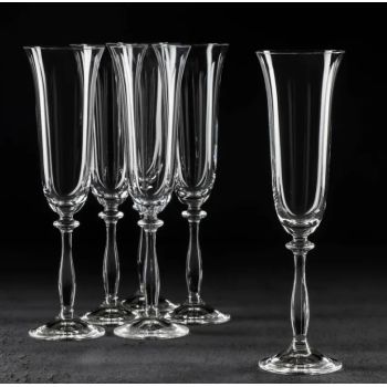 Набор бокалов стекло  "BOHEMIA" "Анжела" 190мл 6шт д/шамп. 40600/190  "KRYSTALEX" *1/8