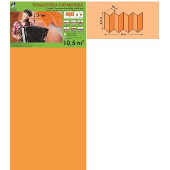 Подложка к Ламинату (1,05*0,5м*3мм  Оранжевая  гармошка (Солид)  1уп=10,5 м2* 6