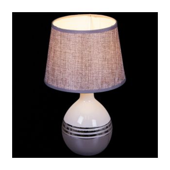 Лампа настольная 01934-0.7-01 WH GY SL Е14 60Вт (керамика+абажур) *1/24