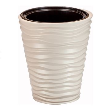 Кашпо пластм. "Дюна" высокое 19,5л d верха 340мм h385мм со вставкой 9л Крем. М3401 ("М-Пластика")*1