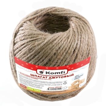 Шпагат джутовый   50м лин.плотн.1200Текс, намотка-"клубок" HRD050T "Komfi" ("А.Д.М.") *1/60