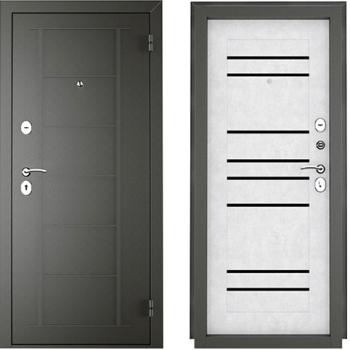 Дверь металлическая 7,5 см ТИТАН 8С БЕТОН СНЕЖНЫЙ/ГРАФИТ 860х2050 ПРАВАЯ ПРОМЕТ *1