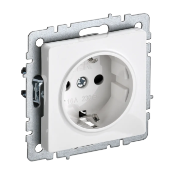 Механизм розетки "BRITE" 1-мест. белый с заземлением 16 А IEK BR-R11-16-K01-F  *10/100