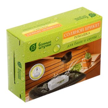 Соляной брикет 1300г с травами "Ромашка", для бани и сауны "Банные штучки" 32401 *1/ 9