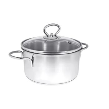 Кастрюля нерж. "Наше не заржавеет!" 1,9л d16см термораспред. дно, Стекл. кр. Н-1609ДСП4  *1/4